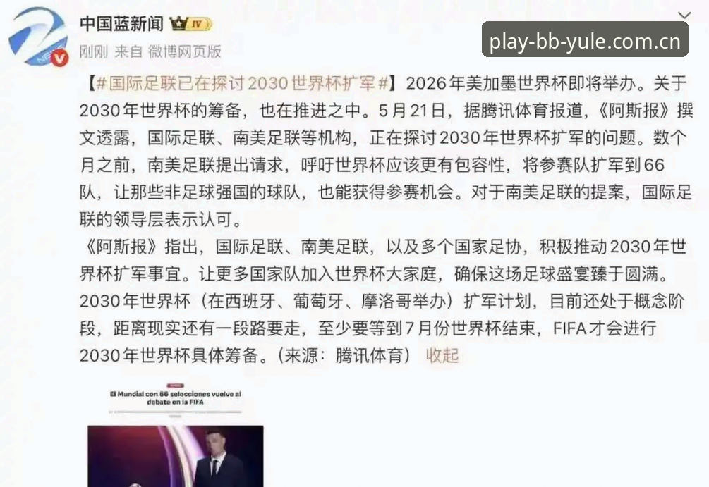 BB娱乐官网评测 世界杯66队扩军vs中国男足机会:2030年足球盛宴的包容性革命